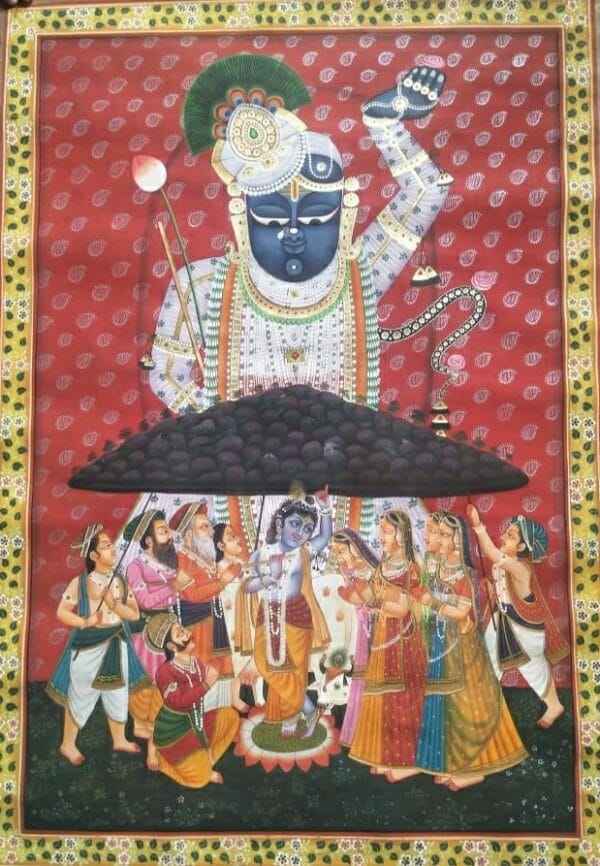 Srinath Ji - Govardhan Parvat - Pichhwai painting (56 x 85 cms)