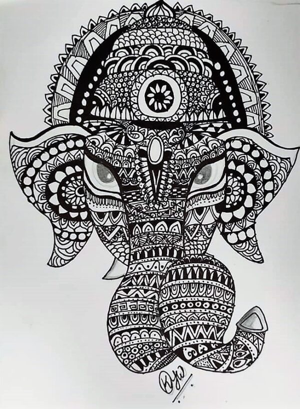 Ganesha ,Mandala Painting, 21x30cm