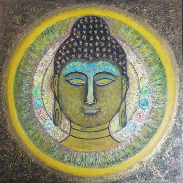 Buddha with the Meditation Chakra - Indian art (24" x 24")