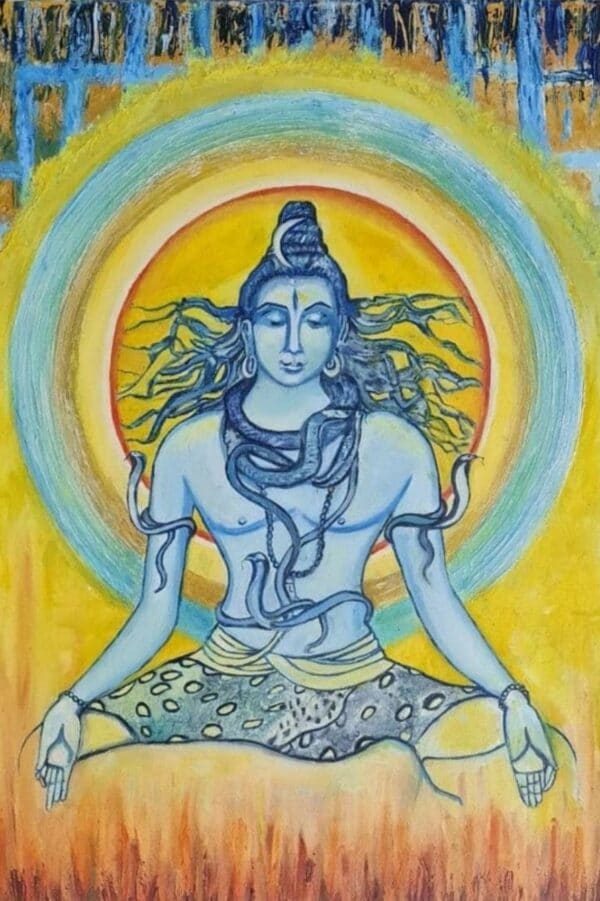 Shiva with the Meditation Chakra - Indian Art (18" x 24")