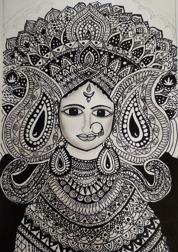 Goddess ,Lakshmi Mandala Art ,21 x 30cm