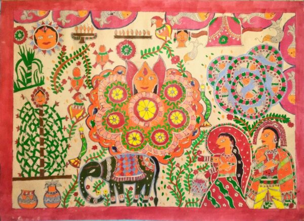 Kohbar - Mithila painting (30" x 22")