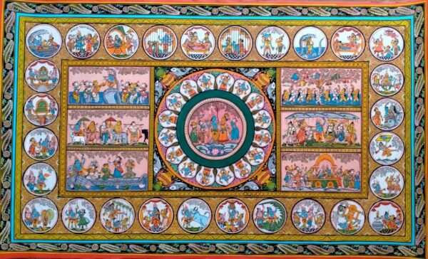 Krishna Leela - Pattachitra painting (36" x 24")