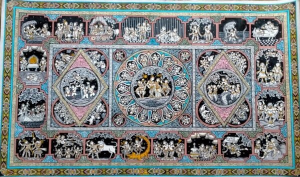 Krishna Leela #2 - Pattachitra painting (36" x 24")