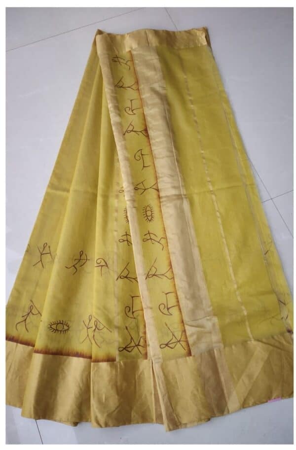 Chanderi Saree (with blouse) - Indian Art on sarees (5.5 m + 80 cms)