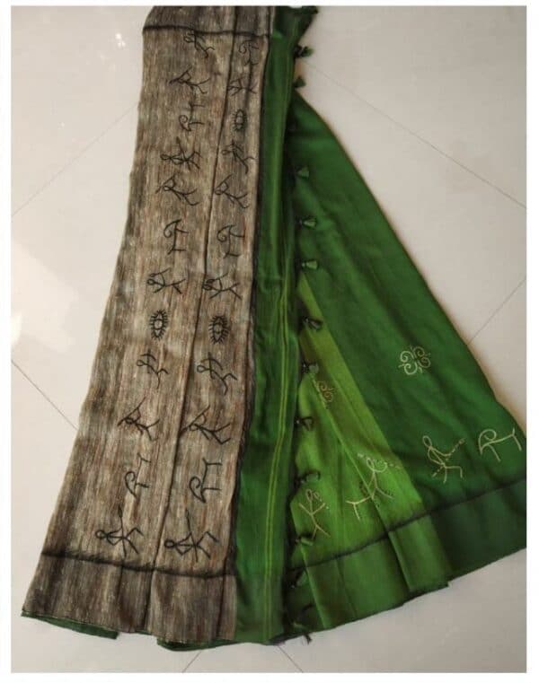  Kadhar Saree (with blouse) #2 - Indian art on saree (5.5 m+80 cms)