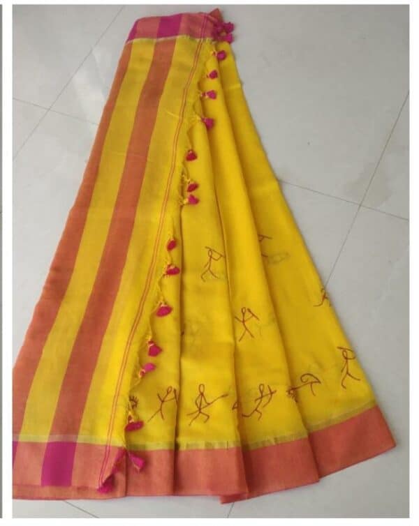  Kadhar Saree (with blouse)#6 - Indian art on saree (5.5 m+80 cms)