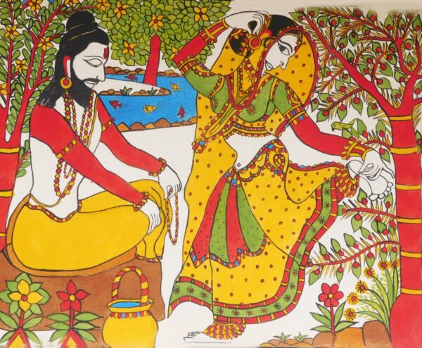 Rambha and Vishvamitra - Indian Art (30" x 24")