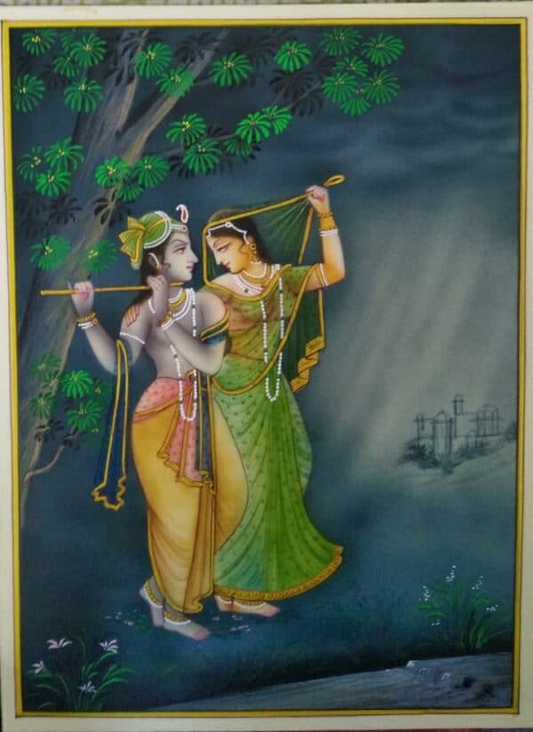 Radha Krishna #4 - Miniature Painting (9" x 12")