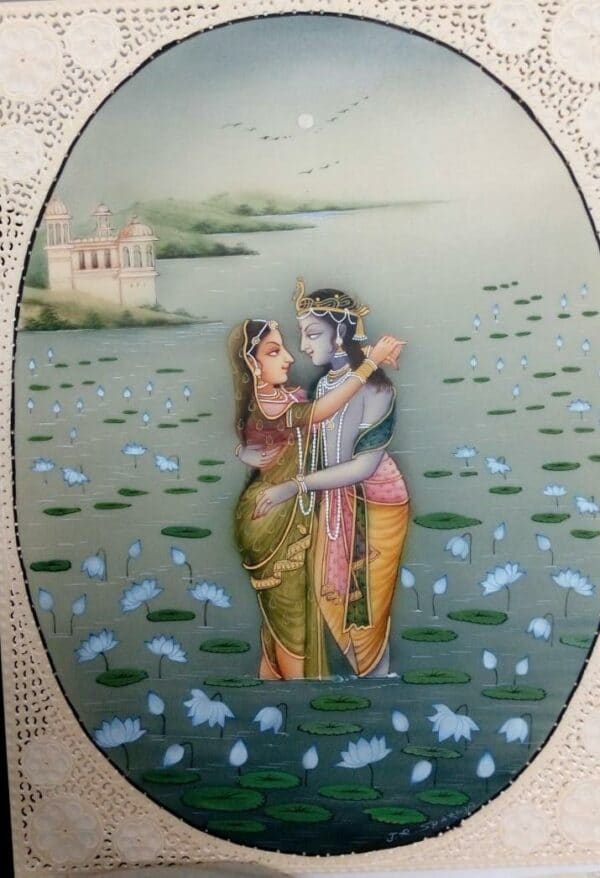 Radha Krishna #2 - Miniature Painting (9" x 12")