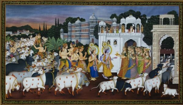 Sandhya Darshan - Pichwai painting (6.5 x3.5 feet)