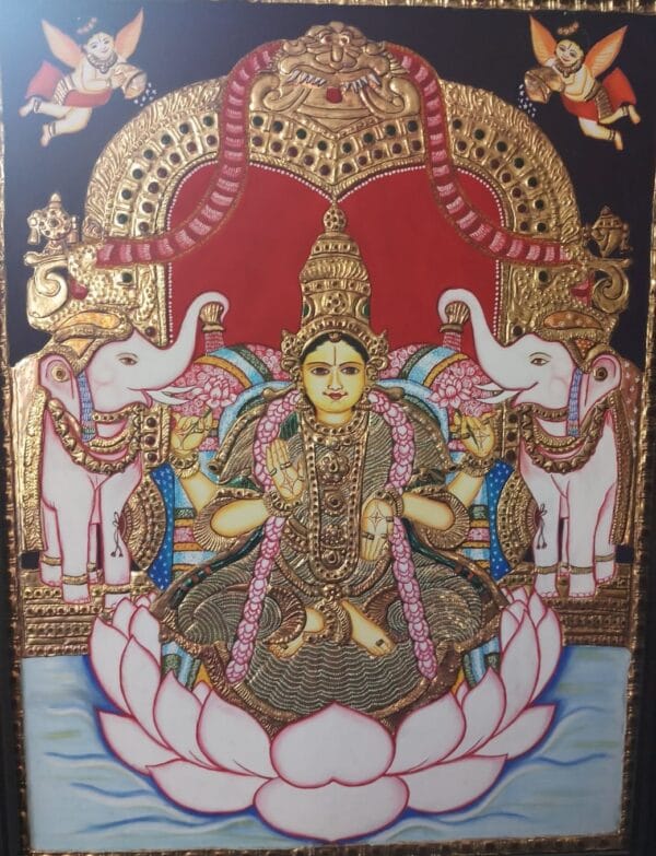 Gaja Lakshmi - Tanjore Painting (12 x 18 inch)