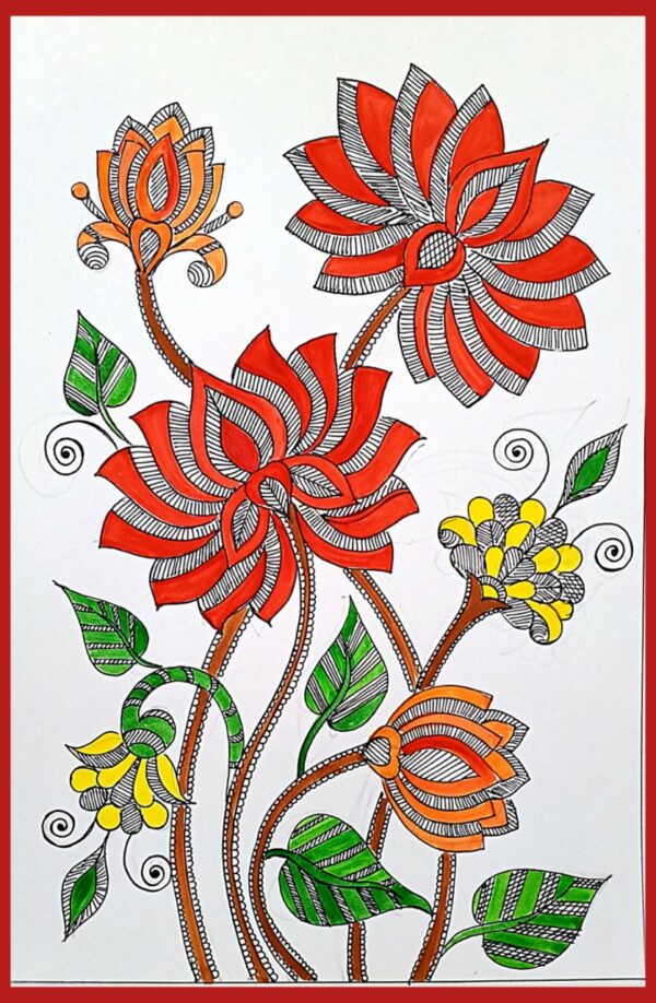 Lotus - Madhubani painting (21 x 30 cms)