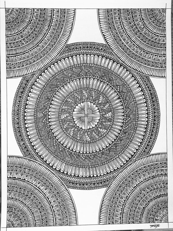 CIRCLE DECORATIVE MANDALA-MANDALA ART-(27.5x21cms-A4 paper)