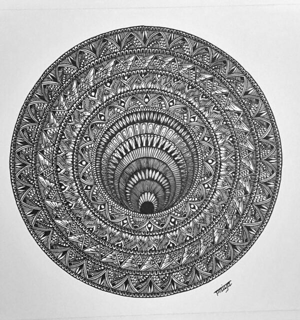 ILLUSION MANDALA#2-MANDALA ART-(27.5x21cms-A4 paper)