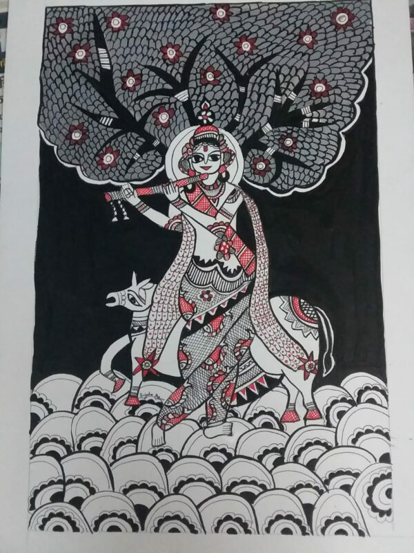 Krishna - Madhubani painting (Sizae A3)