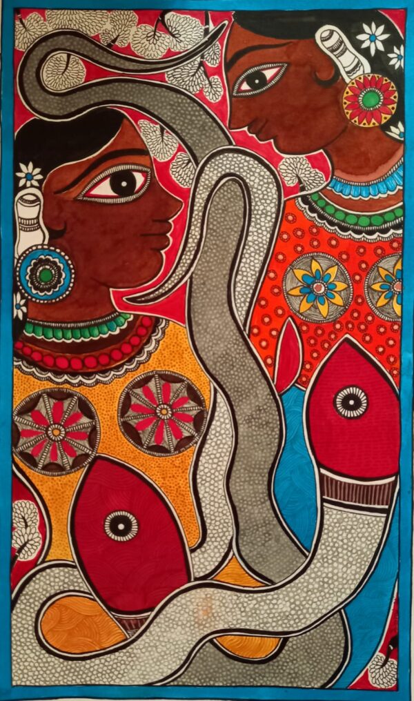 Pratibimb - Mithila/Madhubani painting (12" x 20")