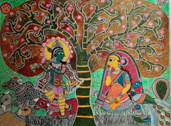 Krishna #2 - Mithila/Madhubani painting (Size A1 - 60 x 84 cms)