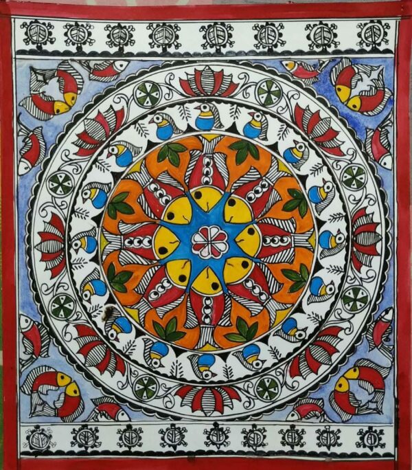 Matsya Raas - Madhubani painting (12.5" x 11")