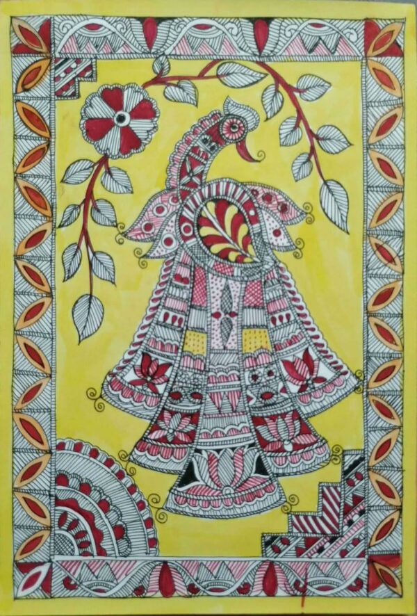 Kachni Mayur - Madhubani painting (8.5" x 12")