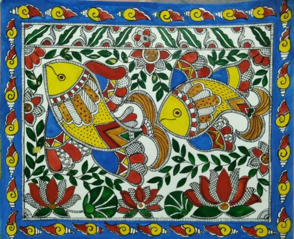 Meen Mekhla - Madhubani painting (14" x 11")