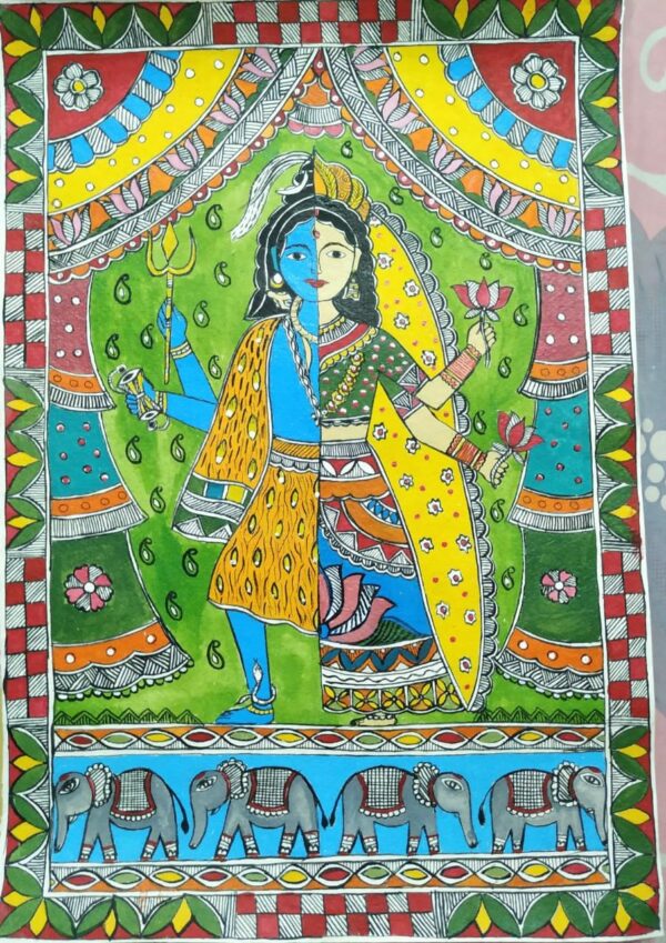 Ardhanarishwar - Madhubani painting (15" x 22")