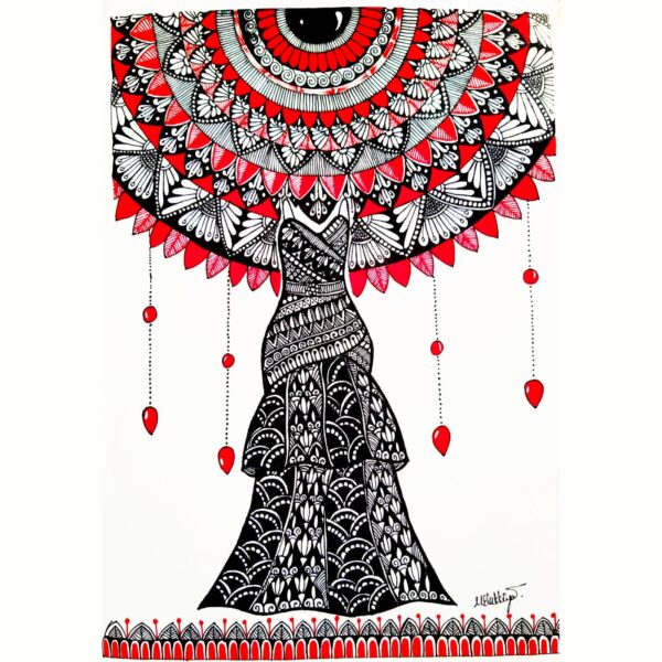 Dress mandala- Indian art - Mandala style ( Size A4)