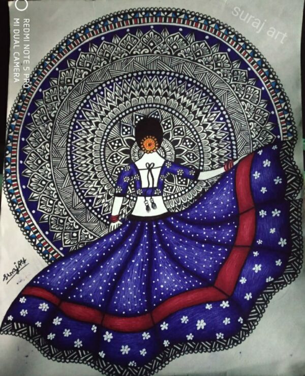 Dancing Girl - Indian art - Mandala Style [Not for Sale]