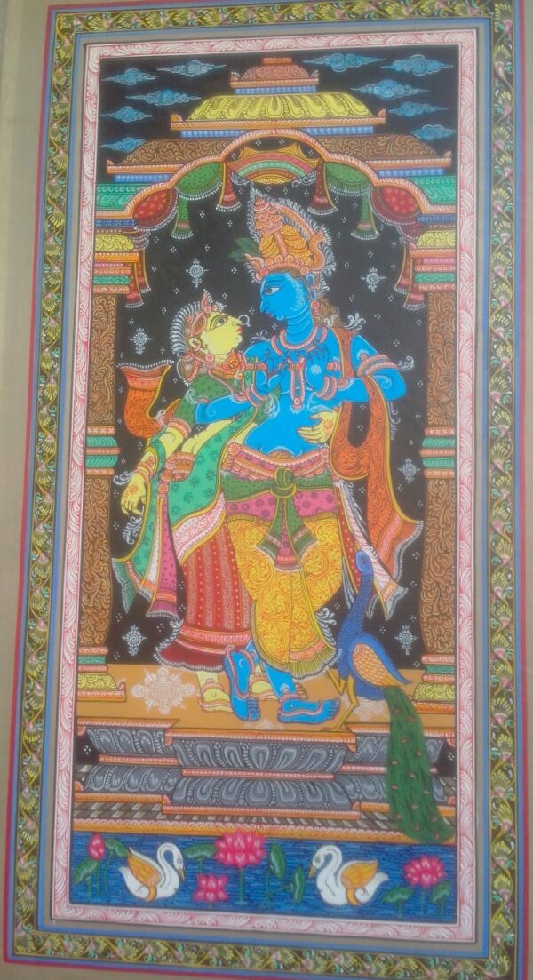 Radha Krishna - Pattachitra painting (18" x 38")