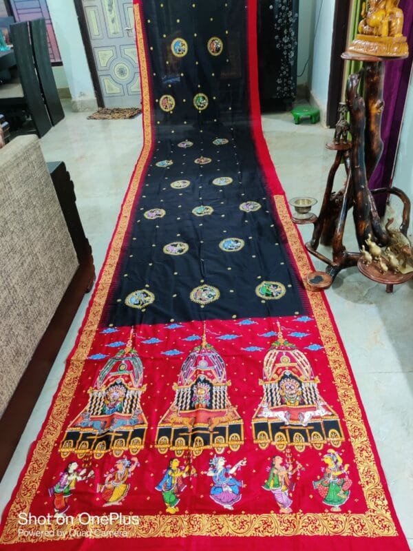 Pattachitra painting on Silk Saree (5.5m)