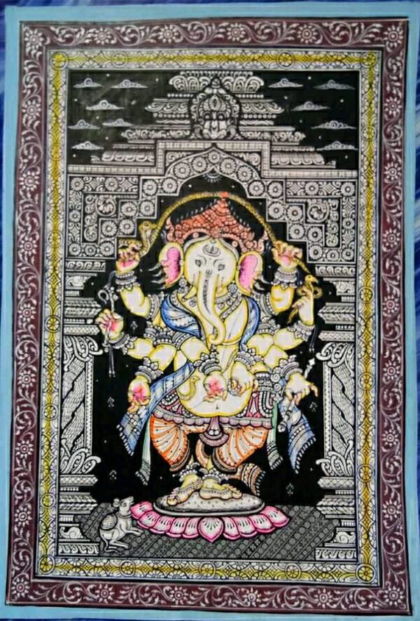 Dancing Ganesha - Pattachitra painting (13" x 19")