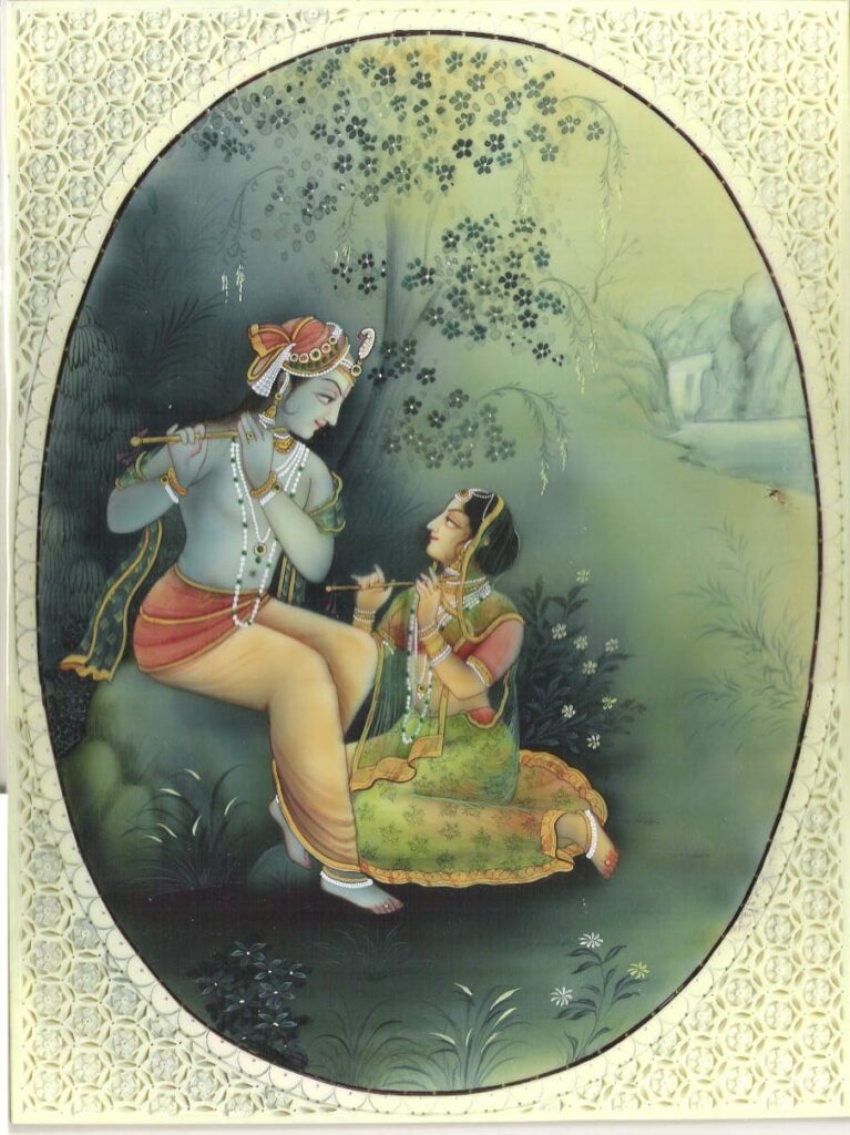 Radha Krishna Rajasthani Miniature Painting, Artist Jitendra Sharma - International Indian Folk Art Gallery