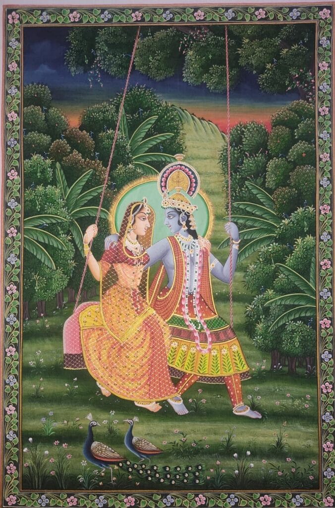 Radha Krishan Rajasthani Miniature Painting, Art &amp; Craft Cottage - International Indian Folk Art Gallery