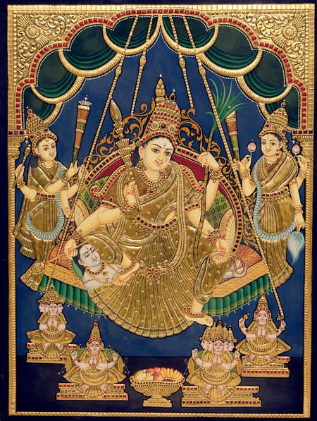 Raja Rajeshwari Tanjore painting-Rajlakshmi Arts