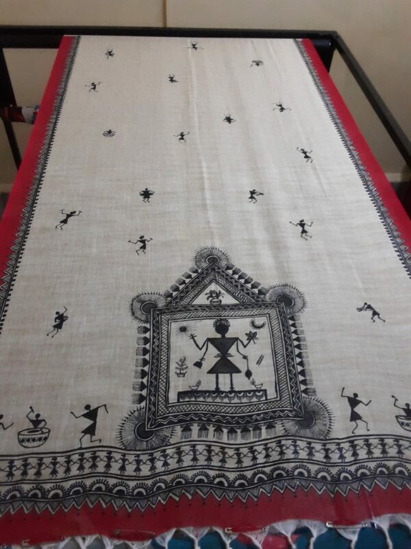 Warli Art on Cotton Saree (5.5m)