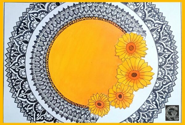 Sunflower - Indian Art - Mandala Style (42 x 30 cms)