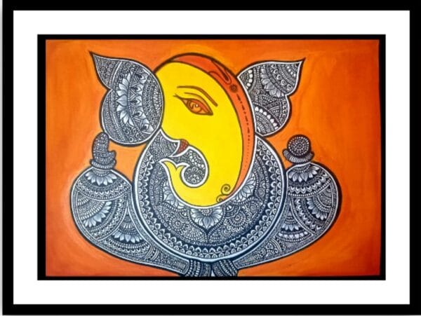 Shree Ganesh #2 - Indian Art - Mandala Style (45 x 37 cms - Including Frame)