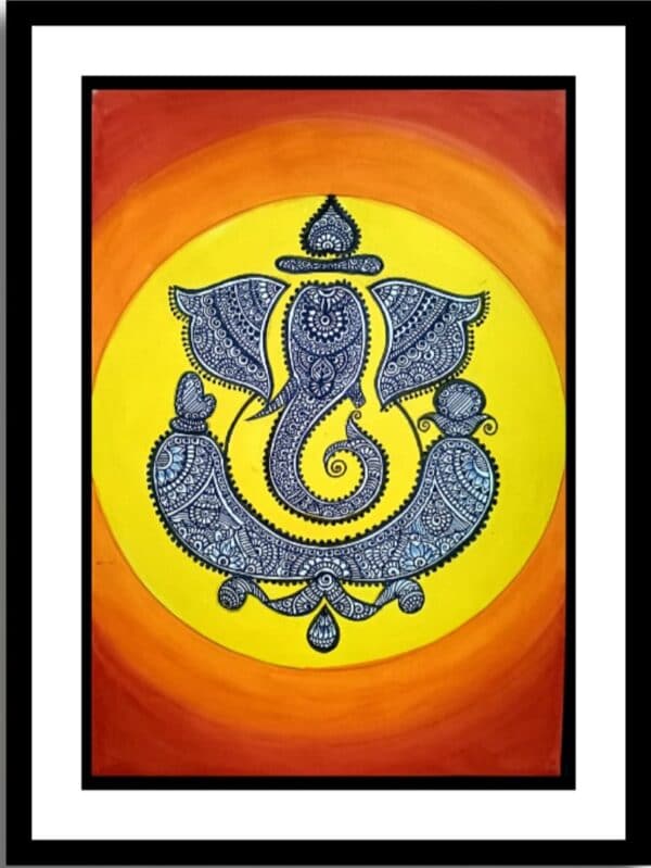 Shree Ganesh #3 - Indian Art - Mandala Style (37 x 45 cms - including Frame)