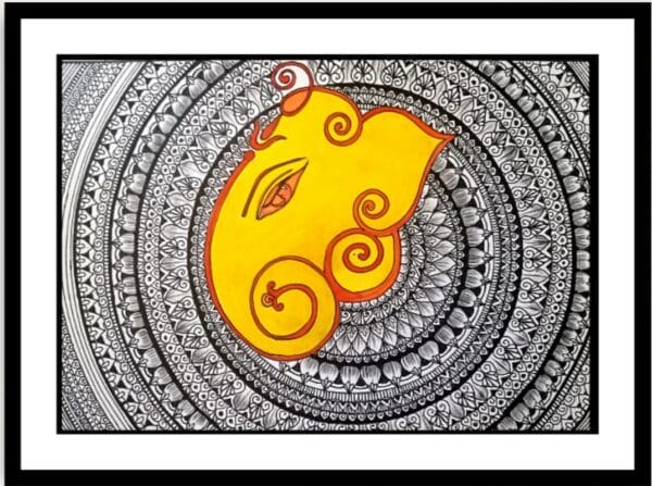 Shree Ganesh #5 - Indian Art - Mandala Style (45 x 37 cms - Including Frame)