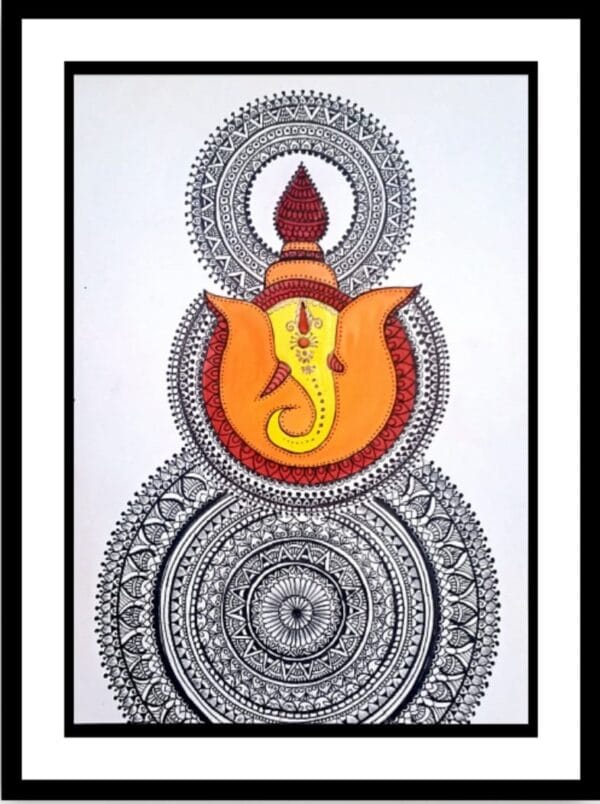 Shree Ganesh #6 - Indian Art - Mandala Style (37 x 45 cms Including Frame)