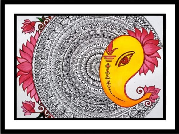 Shree Ganesh #9 - Indian Art - Mandala Style (45 x 37 cms Including Frame)