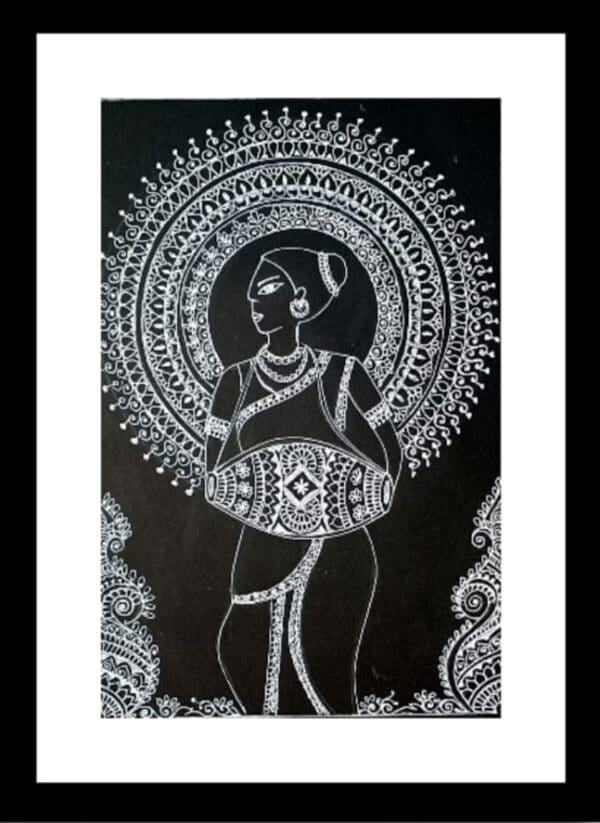 Mandala Lady #4 - Indian Art - Mandala Style (37 x 47 cms Including Frame)