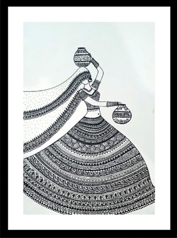 Matka lady #1 - Indian Art - Mandala Style (37 x 47 cms)