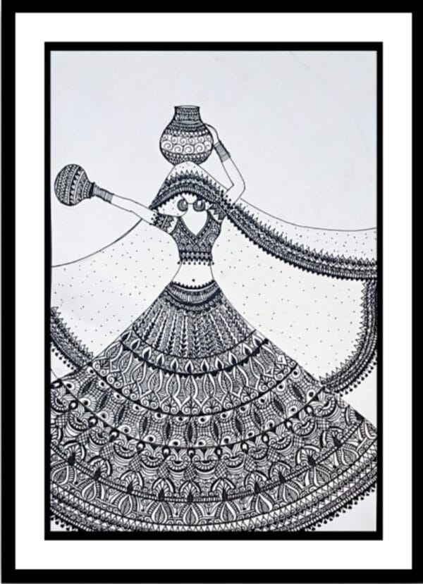 Matka lady #2 - Indian Art - Mandala Style (37 x 47 cms)