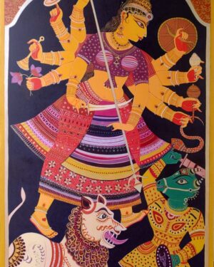 Durga - Kalighat painting - Bhaskar Lahiri - 03