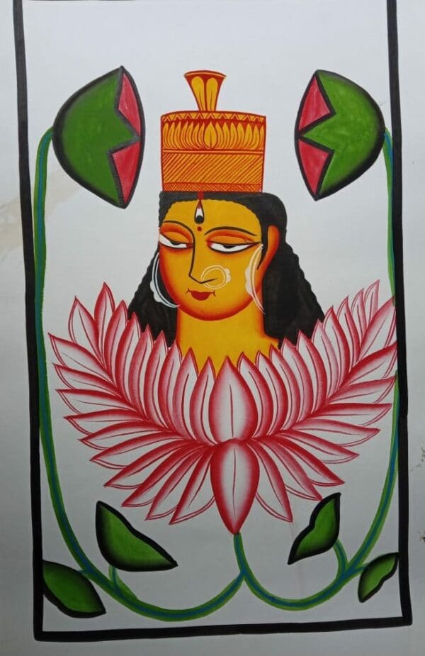 Durga Ma - Kalighat painting - Rahim Chitrakar - 13