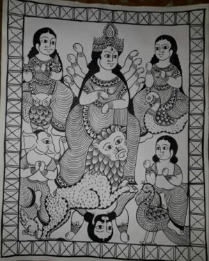 Maa Durga - Kalighat painting - Semaruddin - 03