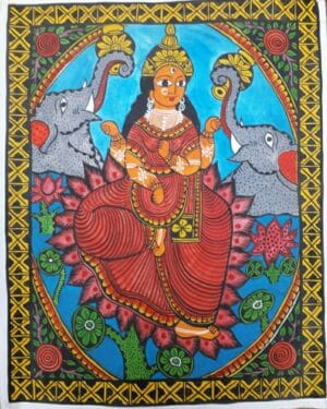 Maa Lakshmi - Kalighat painting - Semaruddin - 08