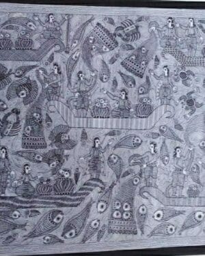 Fishes - Madhubani painting - Rakesh Paswan - 14