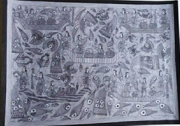 Fishes - Madhubani painting - Rakesh Paswan - 14